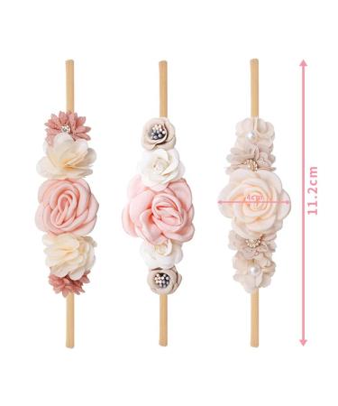 3-Piece Baby Headband Set | Floral Nylon Hair Bands for Girls | Perfect for Baptism & Everyday Wear - Buy Online on GoSupps.com
