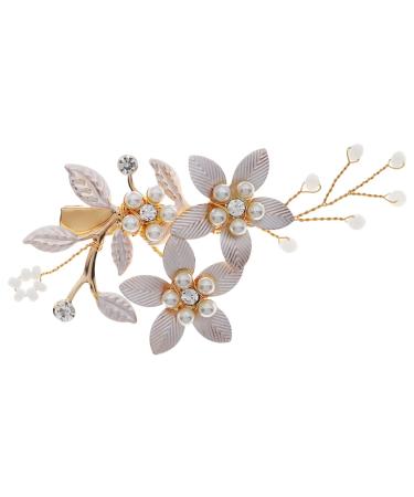 Didiseaon Bride Wedding Hairpin Rose Hair Clip Bride Accessories Flower Clip Bridesmaid Hair Accessories Gold Headpiece Bridal Hair Clip Wedding Headpiece Issue Card Temperament Rhinestone