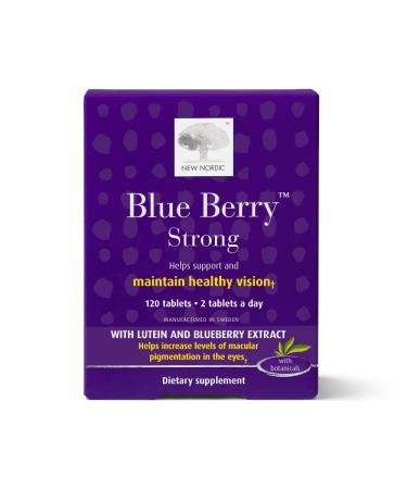NEW NORDIC Blue Berry Strong | Eye & Vision Support Supplement | Lutein Eyebright & Bilberry | Swedish Made | 120 Tablets (Pack of 1) 120 Count (Pack of 1)