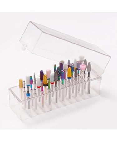 lmoikesz 30 Holes Nail Art Drill Storage Box Bit Holder Cover Tool Plastic Dustproof Case Manicure Accessories Organizer Transparent - Buy Online on GoSupps.com