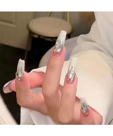 Temperament-enhancing manicure hand-made French-style nail polish clean and white hand-decorated detachable nail patch.(M) - Buy Online on GoSupps.com