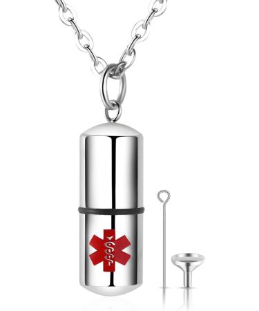 Large Medical Alert Necklace | Stainless Steel Medical ID Pendant for Men & Women - Buy Online on GoSupps.com