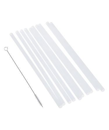 MonkeyJack 10 Pieces Reusable Clear Hard Plastic Drinking Straws+1 Piece Cleaning Brush for Mason Jar and Tumblers Home Party Tableware