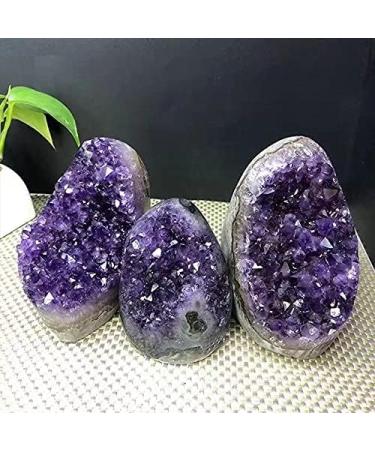 Natural Brazilian Amethyst Geode Purple Crystal Clusters Quartz Stone 500g-600g for Home 1pc Chakra Reiki Balancing - Buy Online on GoSupps.com