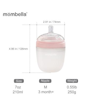 Mombella Soft Silicone Baby Bottle for Breastfeeding Babies 6+ Months - Anti-Colic, BPA & Phthalate Free (Old Rose, 7 oz) - Buy Online on GoSupps.com