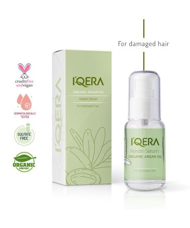 I QERA Organic Argan Oil & Aloe Vera Keratin Serum | Vegan Hair Repair & Moisturizing Treatment | Frizz Control & Shine Enhancing Hair Care - Buy Online on GoSupps.com