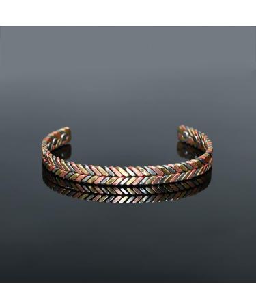 Vicmag Copper Magnetic Bracelet for Women Men | 6X Ultra Strength Magnets | 99.99% Solid Pure Copper | Adjustable Size with Gift Box | Tricolor Feather Design - Buy Online on GoSupps.com