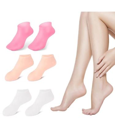 3 Pairs of Silicone Socks - Silicone Socks for Feet Moisturising Socks Spa Gel Socks Foot Care for Foot Care Repairs Dry Cracked Rough Feet