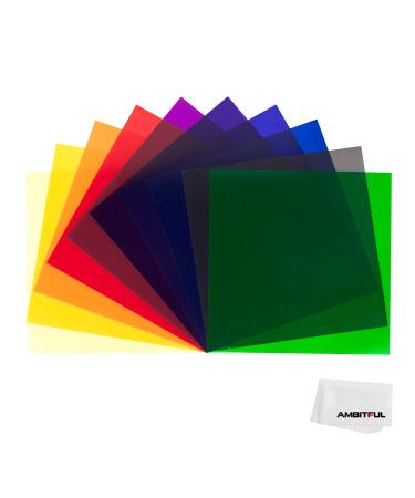 AMBITFUL 12"x 12" 30x30cm 11pcs Color Correction Gels Set Color Gel Filter Film for Video LED Light Studio Flash Strobe AMBITFUL 11pcs Color Filter