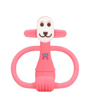 Baby Teething Toys  Silicone Chewing Infants Teether Monkey Shape Food Grade Chew Toys Set Kit for Infant (Pink)