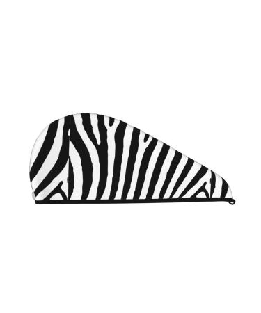 Hair Towel Wrap Hair Drying Towel with Button Towel Turban Head Towel to Dry Hair Quickly (Zebra)
