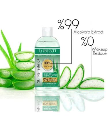 Lorenti Skin+ Micellar Water For Waterproof Makeup | Facial Cleanser & Makeup Remover | 0% Make-Up Residue | Any Skin Type 13.5 Fl Oz Aloe Vera 400 ml - Buy Online on GoSupps.com