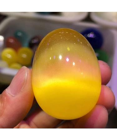 Stone Crafts Natural Yellow Cat's Eye Crystal Egg Divination Stone Photography Egg Decoration Natural Luster - Buy Online on GoSupps.com