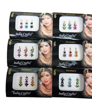 8 Combo Bindi Packs: Silver/Gold/Black/Multicolored Face Jewels - Bollywood Tika - Buy Online on GoSupps.com