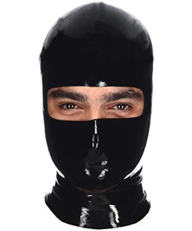 Unisex Latex Mask With Eyes And Face Opening Hood Black 0.6mm Black 0.6mm