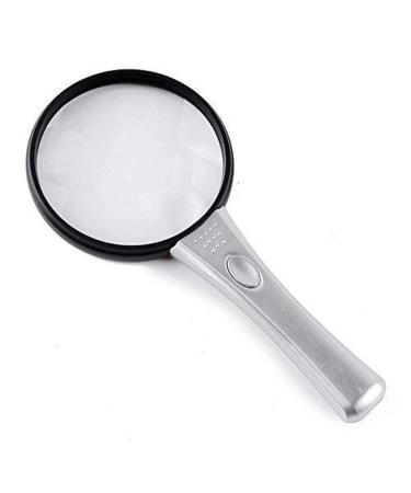 Glass Handheld Magnifier Large Mirror 4X Glass with LED Older Reading Newspaper Light 110MM Loupe Made in China
