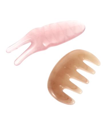 Beavorty 1 Massage device Massage comb for Head Guasha-Schaber Guasha-Kamm Guasha-Tool for the face Massagekamm made of Harz Neckholder combs for women jade pink fifties comb beeswax 12x4cm pink