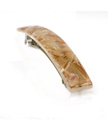 1pc patent clasp smooth approx. 10cm long and 1.7cm wide in striped decor brown - Made in Germany - WeLoveBeads
