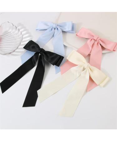 xbiez Long Ribbon Bowknot Hair Clip Ins Style Hairpin Girl Hair Barrettes Side Hair Bows Female Ponytail Holder Hair Accessory Black - Buy Online on GoSupps.com