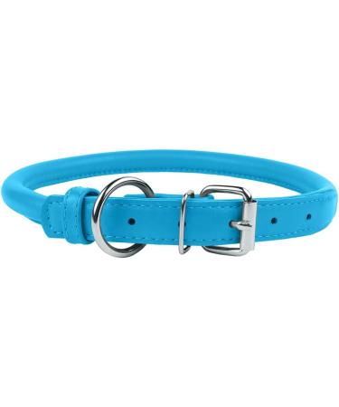 Collardirect Handmade Soft Padded Leather Dog Collar Round Real Leather Adjustable for Small to Big Pets Available in Black Pink Red Purple Blue (35-40 cm) - Buy Online on GoSupps.com