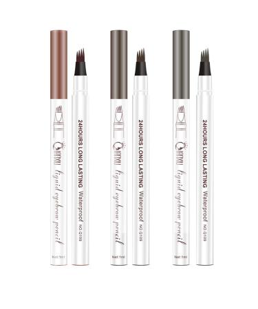 3Pcs Eyebrow Pencil Microblading Eyebrow Pen Waterproof Sweatproof & Long-Lasting All Day 4 Tip Eyebrow Pen Natural Eye Brow Pencils For Women (Beautiful girl*3)