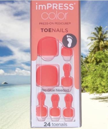 Impress Kiss Color Press-On Neon Orange Pedicure Toe Nails - 24 Count - Buy Online on GoSupps.com