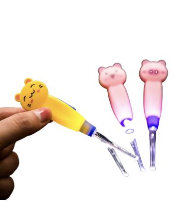 Cute Flashlight Earpick Earwax Cleaning and Removal Tools Light Led Earpick Wax for Adults and Children Ear safe.