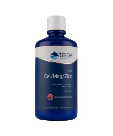 Trace Minerals Research Liquid Cal/Mag/Zinc Natural Strawberry  32 fl oz (946 ml) - Buy Online on GoSupps.com