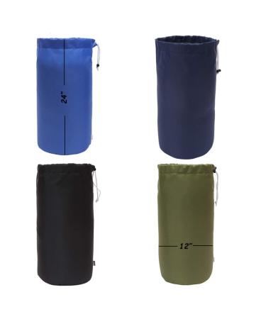 Augbunny Durable Drawstring Water Resistant Dust Flap Stuff Sack Bag 4-Pack Black, Navy, Blue, Green Large
