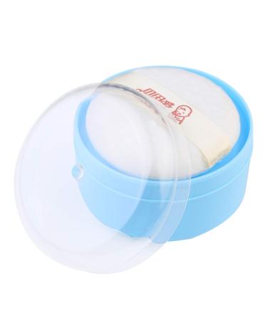 OSALADI Blue Baby Powder Container with Puff Travel Size Portable Body Powder Box and Puff Baby Infant Body Talcum Storage Boxes WithHand Holder for Face Body Loose Powder  1 Pack 1 Pack Blue