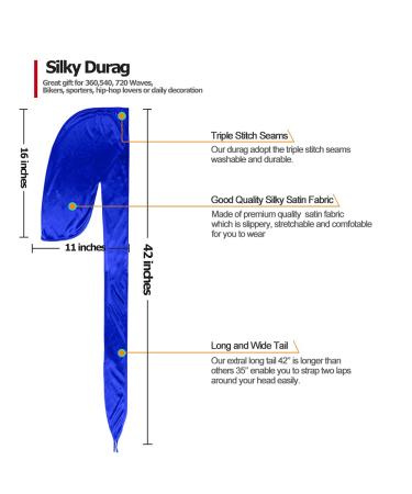 ASKNOTO 6-Piece Silky Durag Headwraps Pack for Men and Women - Long Tail, Wide Straps - 6 Colors - Buy Online on GoSupps.com