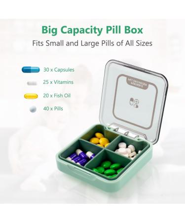 ACWOO Pill Dose Organizer - 7-Day Travel Medication Box with 4 Removable Compartments Moisture-Resistant Green | Perfect for Daily Use & International Shipping - Buy Online on GoSupps.com