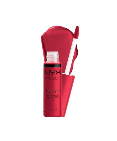 NYX PROFESSIONAL MAKEUP Butter Gloss Non-Sticky Lip Gloss - Red Velvet (Deep Red) 20 Red Velvet 0.27 Fl Oz (Pack of 1)