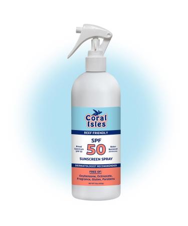 Coral Isles by Rocky Mountain Sunscreen | SPF 50 KIDS Spray | Broad Spectrum UVA/UVB Protection | Hawaii Reef-Safe Act Compliant | Oxybenzone & Octinoxate Free | Water Resistant 80 Min. | 16 Fl Oz