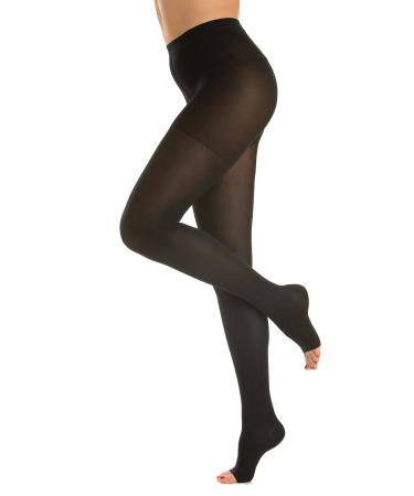 Relaxsan M2080A Cotton open-toe medical compression tights - Class 2 (23-32 mmHg) M Black