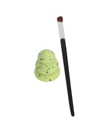 Green Sequin Christmas Tree Nose Contour Brush Set Angled Sponge Makeup Kit