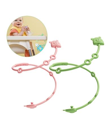 CJBin Cup Catcher - 2 BPA-Free Pacifier Chain Holders for Strollers | Food-Grade Silicone Bite Rings for Babies | Pink & Green | International Shipping - Buy Online on GoSupps.com
