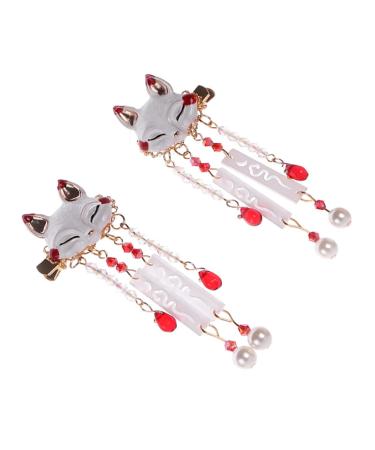 Beatifufu 1 Pair Fox Tassel Clip Dangle Tassel Hair Clip Alligator Hair Clips Chinese Tassel Hair Clip Women Tassel Hair Clip Chinese Tassel Hairpin Tassel Hairpin Tassel Barrette