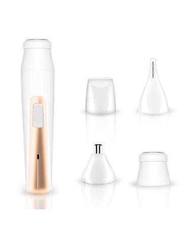 Veru ETERNITY Women Hair Trimmer, 4 in 1 Lady Hair Removal for Body, Nose, Ear, and Eyebrow, Face, Bikini Line, Cordless USB Groomer for Home and Travel Rose Gold
