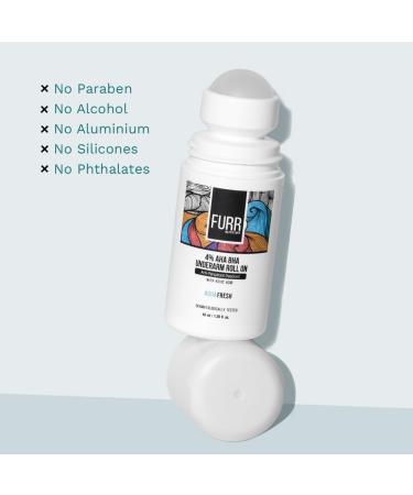 FURRR 4% AHA BHA Underarm Roll-On with Kojic Acid - Brighten Skin Reduce Pigmentation & Odour | Long-Lasting Aqua Fragrance - 40ml - Buy Online on GoSupps.com