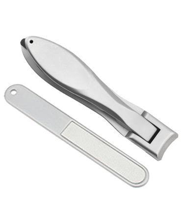 Vbnuyhim Nail Clippers Nail Clippers for Thick Nails Stainless Steel Nail Clippers Stainless Steel Nail Clippers for Large Nails Wide Jaw Mouth Nail Clippers with File Silver