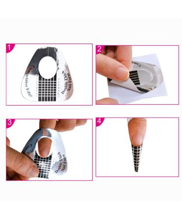 VNC 200Pcs Long Nail Forms Extension Set - Gold & Silver Nail Form Stickers for Durable Acrylic Nails - Numbers Marked for Easy Application - A-100Pcs Silver + A-100Pcs Gold - Buy Online on GoSupps.com