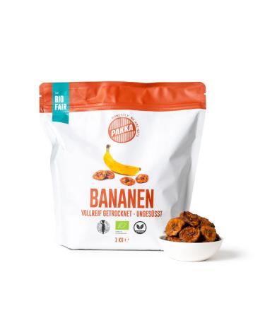 pakka PAKKA Organic Fair Trade Bananas 1 kg organic and fair trade bananas unsweetened unsulfured grown and bottled directly by the producer in Colombia vegan 1000 g