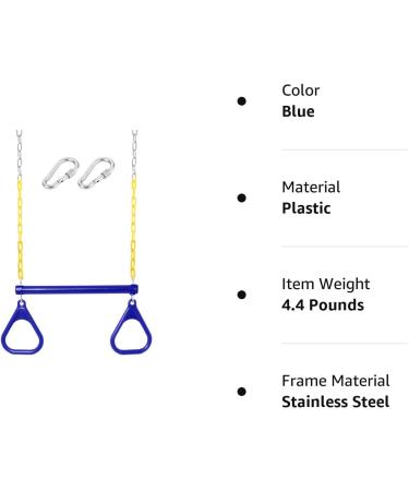 Trapeze Swing Bar Rings with Heavy Duty Chains - Blue Swing Set Accessories - Buy Online on GoSupps.com
