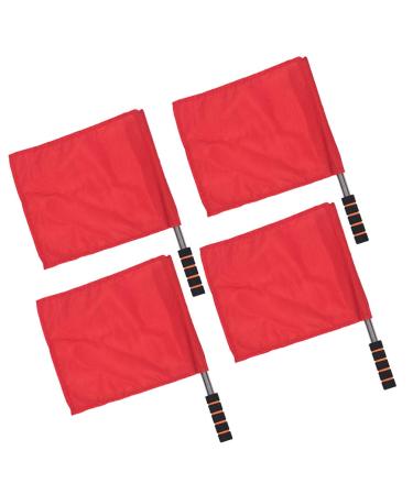 SEWACC Sports Referee Flags 4pcs Track and Field Events Referee Flags Soccer Goal Flags Hand Flag Sponge Handle Linesman Flags for Football Soccer Volleyball Track Match (Red)