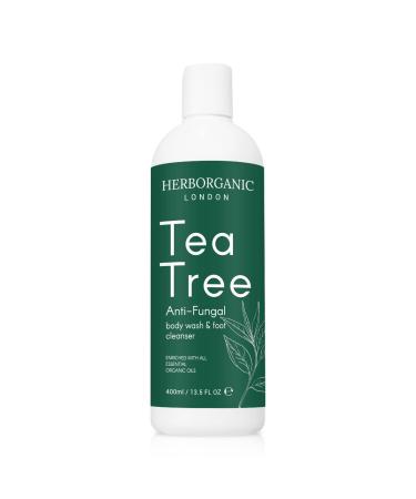 HerbOrganic Tea Tree Body Wash - 400ml - Anti-Bacterial and Anti-Fungal Body Wash - Vegan Odor and Foot Cleansing Shower Gel