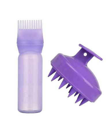 Hair Dye Brush Bottle Hair Oil Applicator Bottle Hair Dye Brush Bottle Root Comb Hair Colouring Dye Applicator Hair Care Tools with Round Handles Hair Dye and Scalp Applicator Tool Purple3