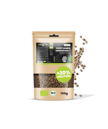 Sanuus Bio hemp seeds 750g - hemp seeds unhappy organic from user hemp - vegan superfood hemp seeds from Germany high protein vitamins & fiber -rich for shakes porridge muesli 1x750g