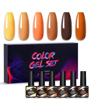 6Pcs Gel Nail Polish Set Gel Polish Glitter Kit for Manicure Nail Design Art Semi Permanent Varnish Hybrid Base Top Coat - (Color: MJ-6898)