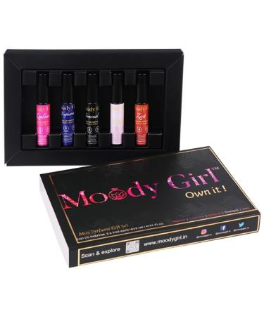Moody Girl Luxury Pocket Liquid Perfume Gift Set For Women Pack Of 5 (3Ml Each) 15Ml Combination Of Musky Fruity Floral Amber & Tangerine Fragrances 24Hr Long Lasting - Buy Online on GoSupps.com
